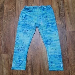 Womens Reebok cropped workout leggings with hidden pocket,tye dye,splatter
